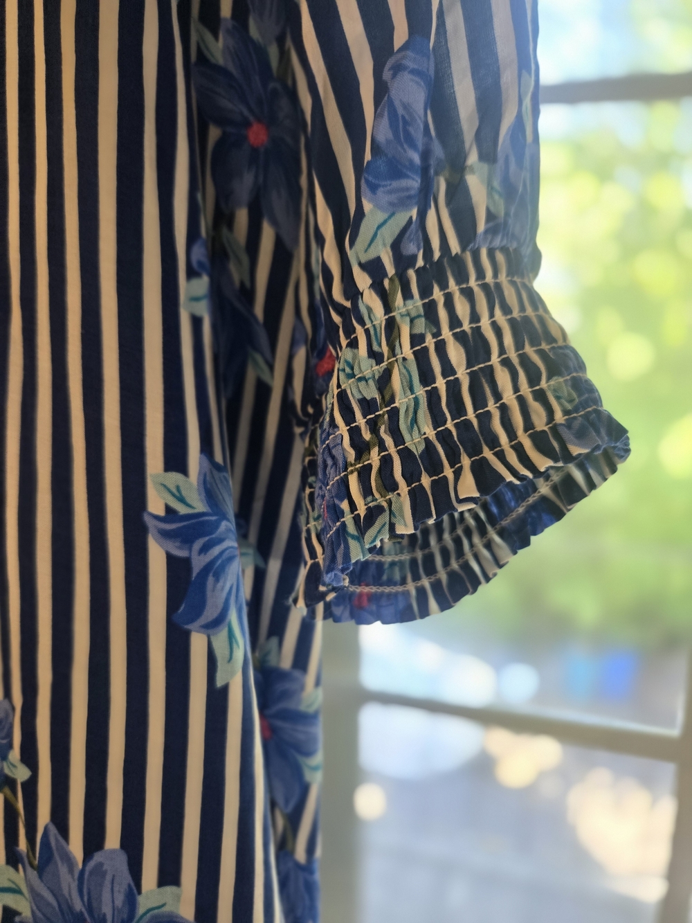 Draper James RSVP Navy & Cream Striped Floral Midi Dress S - Picture 4 of 12